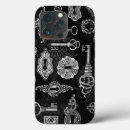 Search for antique key iphone cases Black