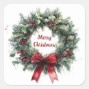 Search for holly wreath stickers Watercolor christmas wreath