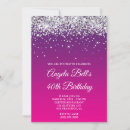Search for pink purple silver birthday invitations Girly