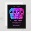 Search for pink skull birthday invitations Black