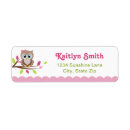 Search for pink owl return address labels Girl