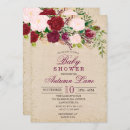 Search for burgundy floral baby shower invitations Vintage