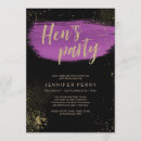 Search for purple hens party invitations Sparkly