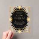 Search for great gatsby birthday invitations Black and gold