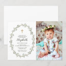 Search for greenery gold cross christening invitations Girl