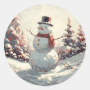 Search for vintage snowman stickers Retro