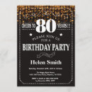 Search for cheers to 80 years invitations Gold glitter