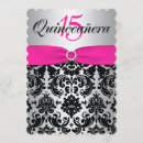 Search for black hot pink quinceanera invitations Damask