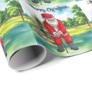 Search for santa claus golfing wrapping paper Green