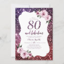 Search for purple glitter birthday invitations Floral