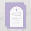 Search for purple cross first communion invitations Lavender