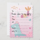 Search for pink dinosaur birthday invitations Cute dinosaur party