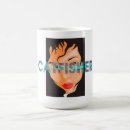 Search for lady in gold mugs Woman