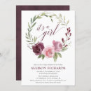 Search for burgundy and pink baby shower invitations Watercolor