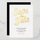 Search for brush script invitations Gold foil