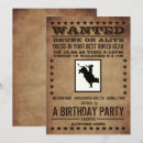 Search for wanted poster birthday invitations Cowboy birthday party