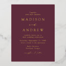 Search for wine and gold wedding invitations Minimalist