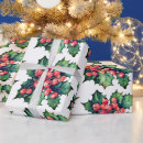 Search for holly and berries wrapping paper Botanical