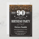 Search for 90 years invitations Black and gold