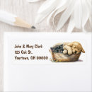 Search for golden retriever puppy return address labels Watercolor