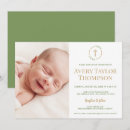 Search for greenery gold cross christening invitations Simple