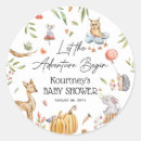 Search for the adventure begins stickers Baby shower
