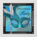 Search for blue masquerade mask invitations Teal