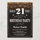 Search for cheers to 21 year invitations Black and gold