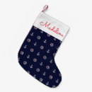 Search for red white and blue christmas stockings Boat