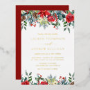 Search for gold christmas wedding invitations Poinsettia