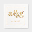 Search for gold foil wedding napkins Monogrammed