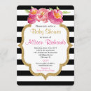 Search for black white stripes baby shower invitations Floral