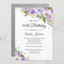 Search for silver 40th birthday invitations Purple