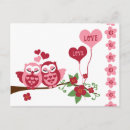 Search for love owls postcards Pink