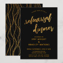 Search for black rehearsal dinner invitations Black and gold