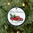 Search for red and green plaid christmas tree decorations Watercolor vintage red truck