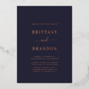 Search for royal blue and rose gold wedding invitations Minimalist