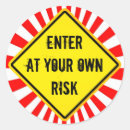 Search for own risk stickers Warning