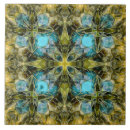 Search for green and gold pattern tiles Vintage