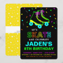 Search for neon roller skate birthday invitations Boy