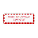 Search for red gingham return address labels Baby shower