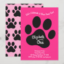 Search for dogs 1st birthday invitations Pink
