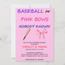 Search for baseball or bows gender reveal invitations Boy or girl