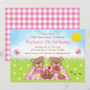 Search for girl teddy bear birthday invitations Pink gingham