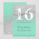 Search for silver and green sweet 16 invitations Sparkles
