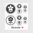 Search for flower illustration stickers Black and white