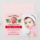 Search for strawberry 1st birthday invitations One year old