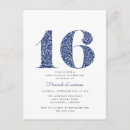 Search for navy blue sweet 16 invitations Floral