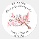 Search for pink cherry blossom wedding stickers Thank you