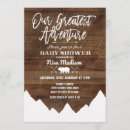 Search for our greatest adventure baby shower invitations Rustic